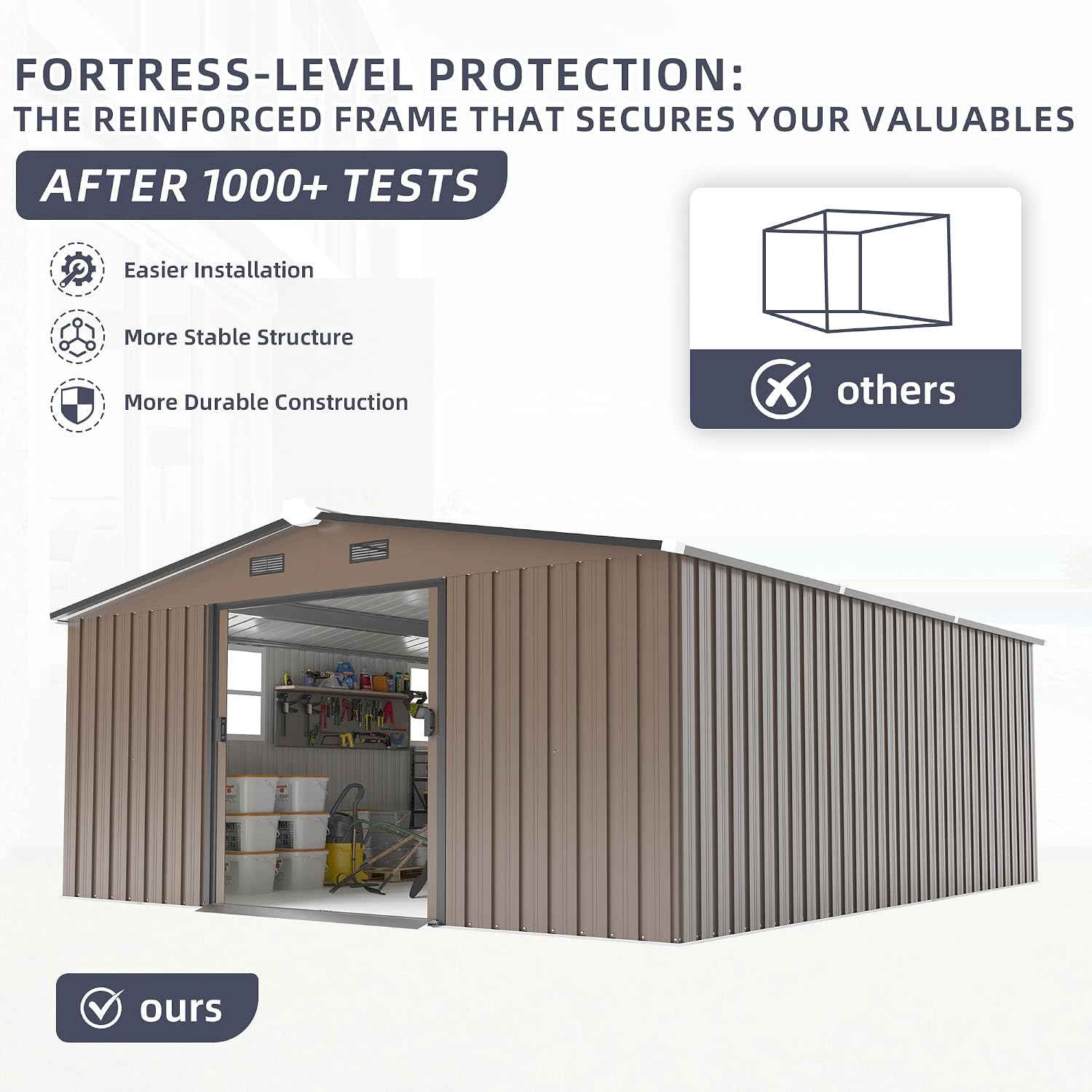 Gardening Tools Storage - 10x12 FT Outdoor Metal Storage Shed