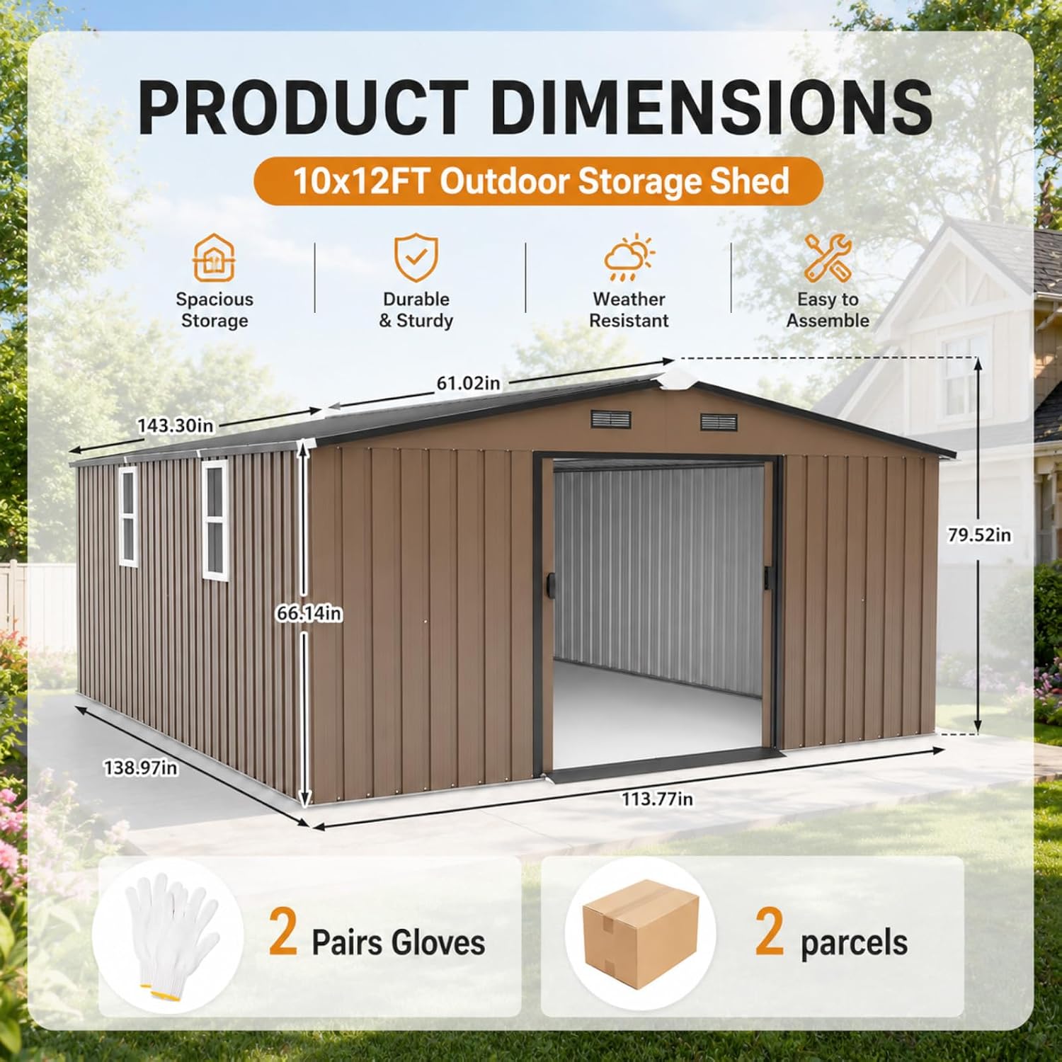 Metal Storage Shed 10x12FT Out - Gardening Tools Storage 评论和价格
