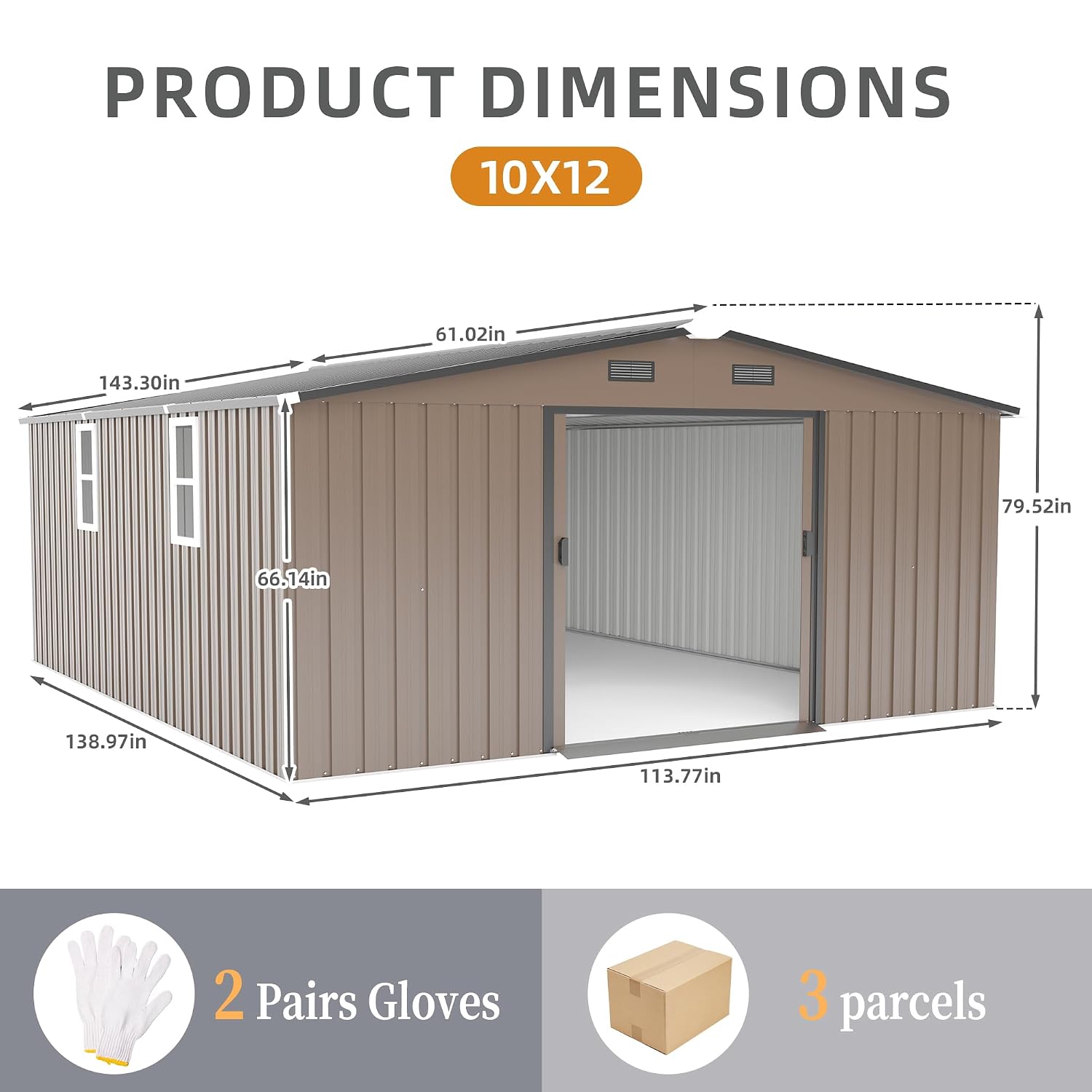 10x12 FT Outdoor Storage Shed, - Gardening Tools Storage 评论和价格