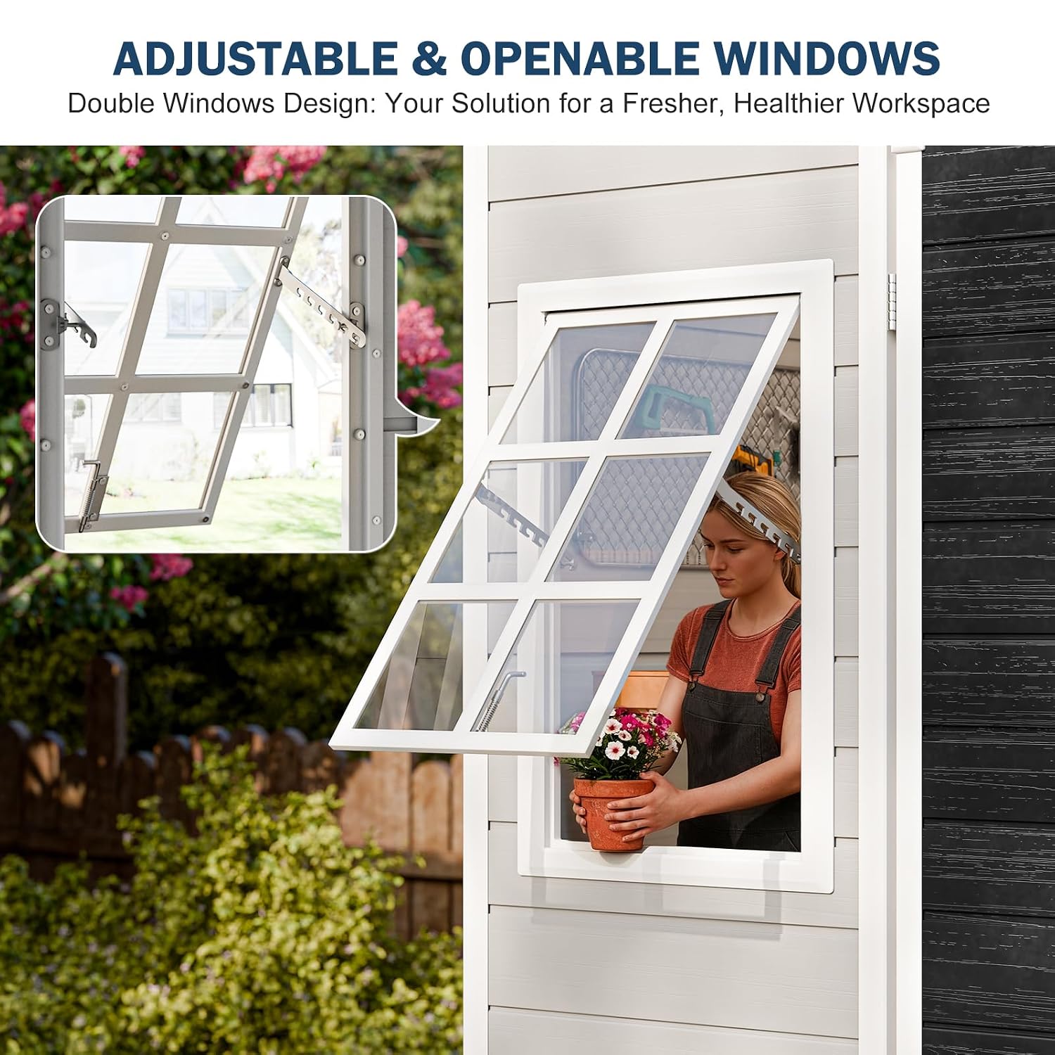 Resin Storage Shed w/Floor & O - Gardening Tools Storage 评论和价格