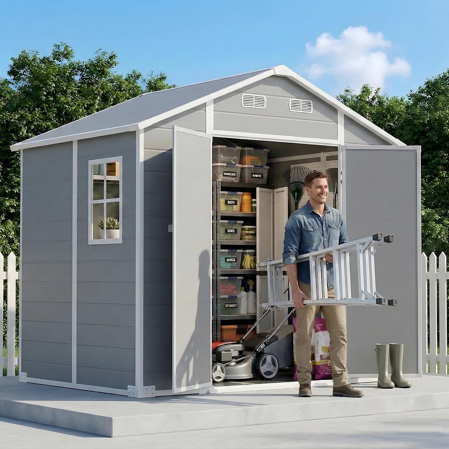 8x6 FT Outdoor Storage Shed wi - Gardening Tools Storage 评论和价格