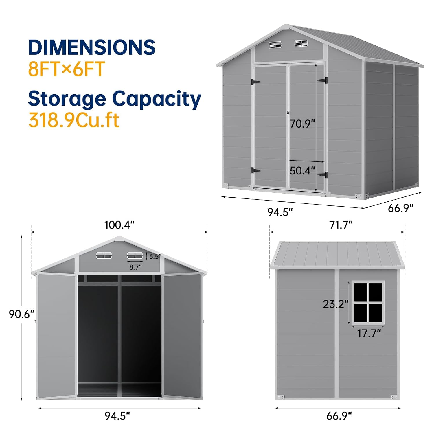 8x6 FT Outdoor Storage Shed wi - Gardening Tools Storage 评论和价格