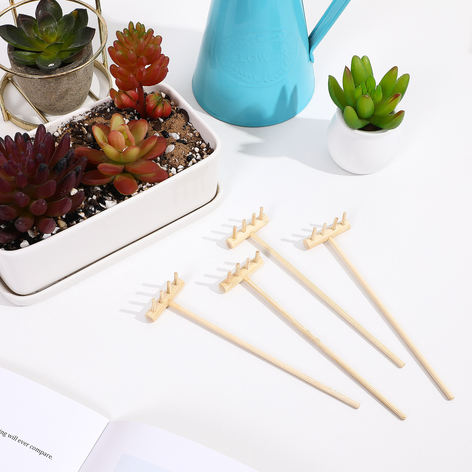 8Pcs Mini Zen Rake Tools Bambo - Zen Gardening Tools 评论和价格