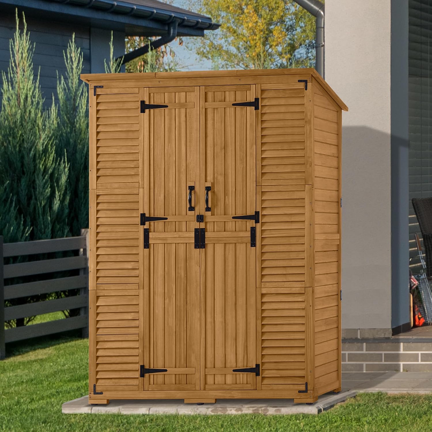 Outdoor Storage Cabinet with S - Gardening Tools Storage 评论和价格