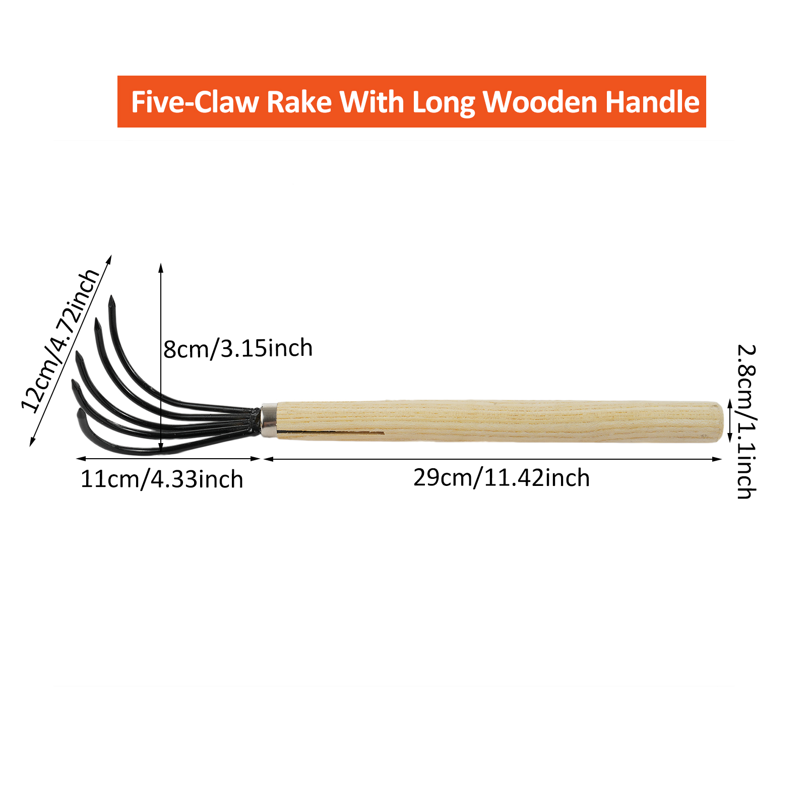 5-Claw Rake with Wooden Handle - Gardening Tools On Sale 评论和价格