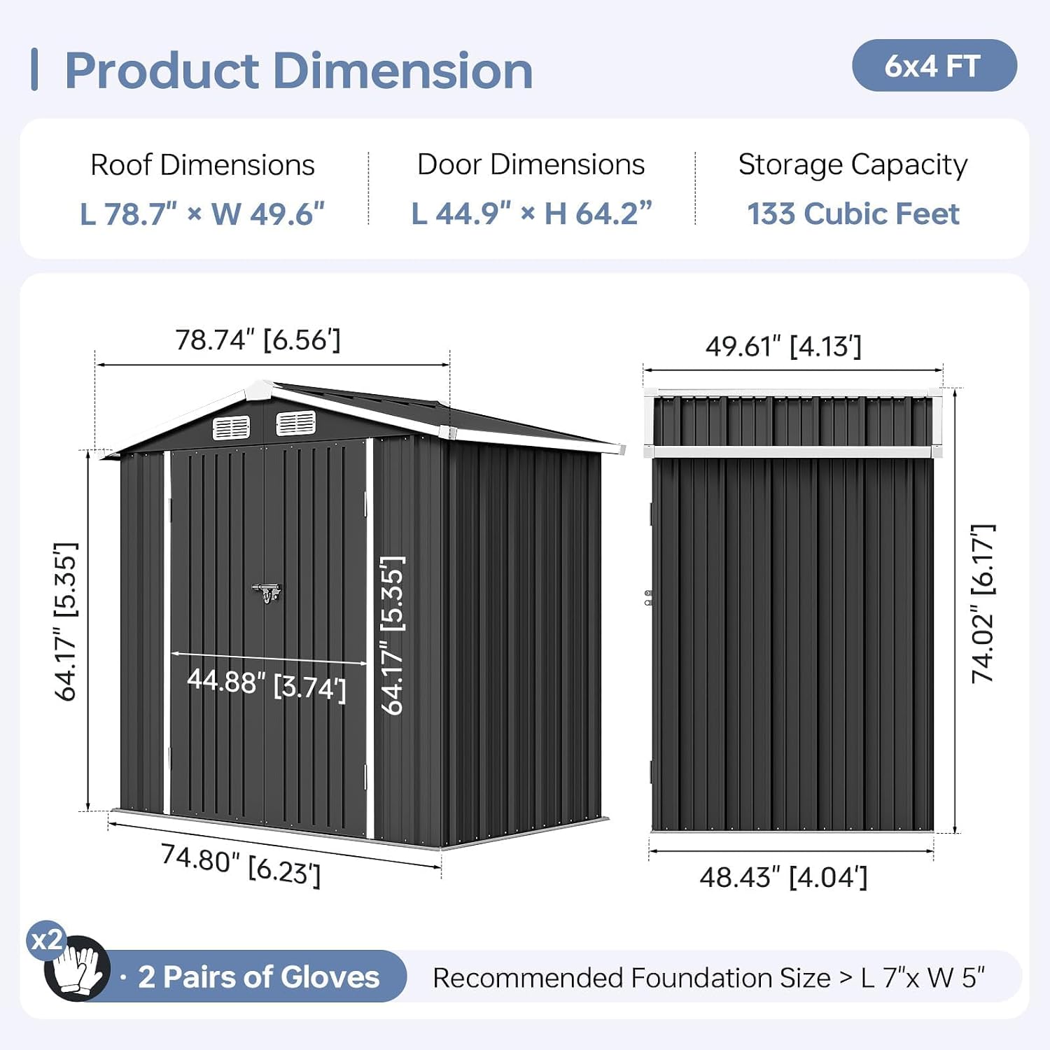 6x4FT Outdoor Storage Shed Wat - Gardening Tools Storage 评论和价格