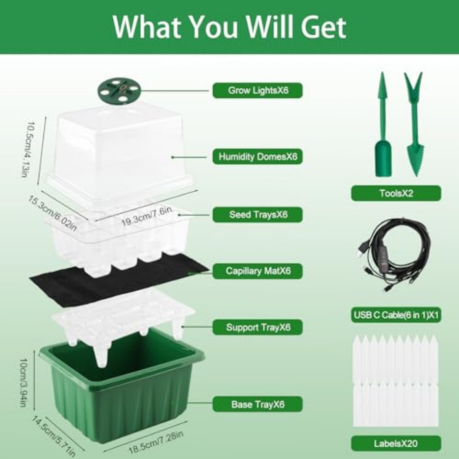 Seed Starter Tray with Light,  - Seed Starter Trays 评论和价格