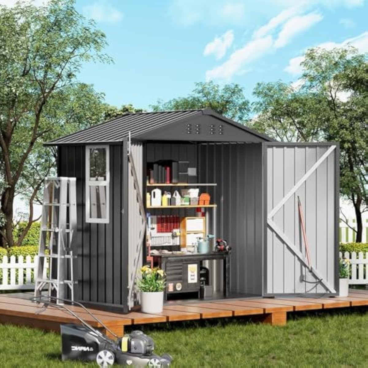 Weatherproof Galvanized Steel  - Gardening Tools Storage 评论和价格