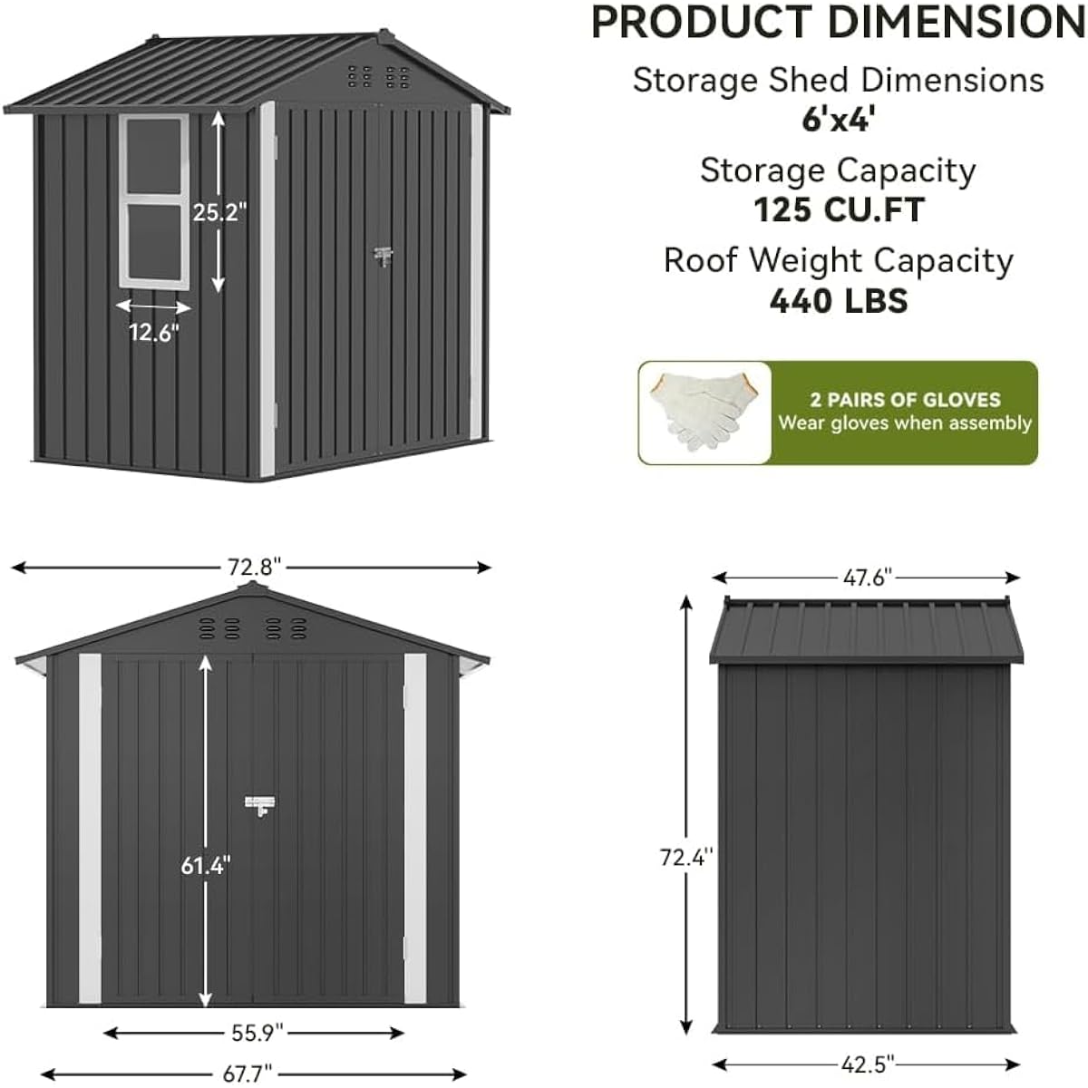 Weatherproof Galvanized Steel  - Gardening Tools Storage 评论和价格
