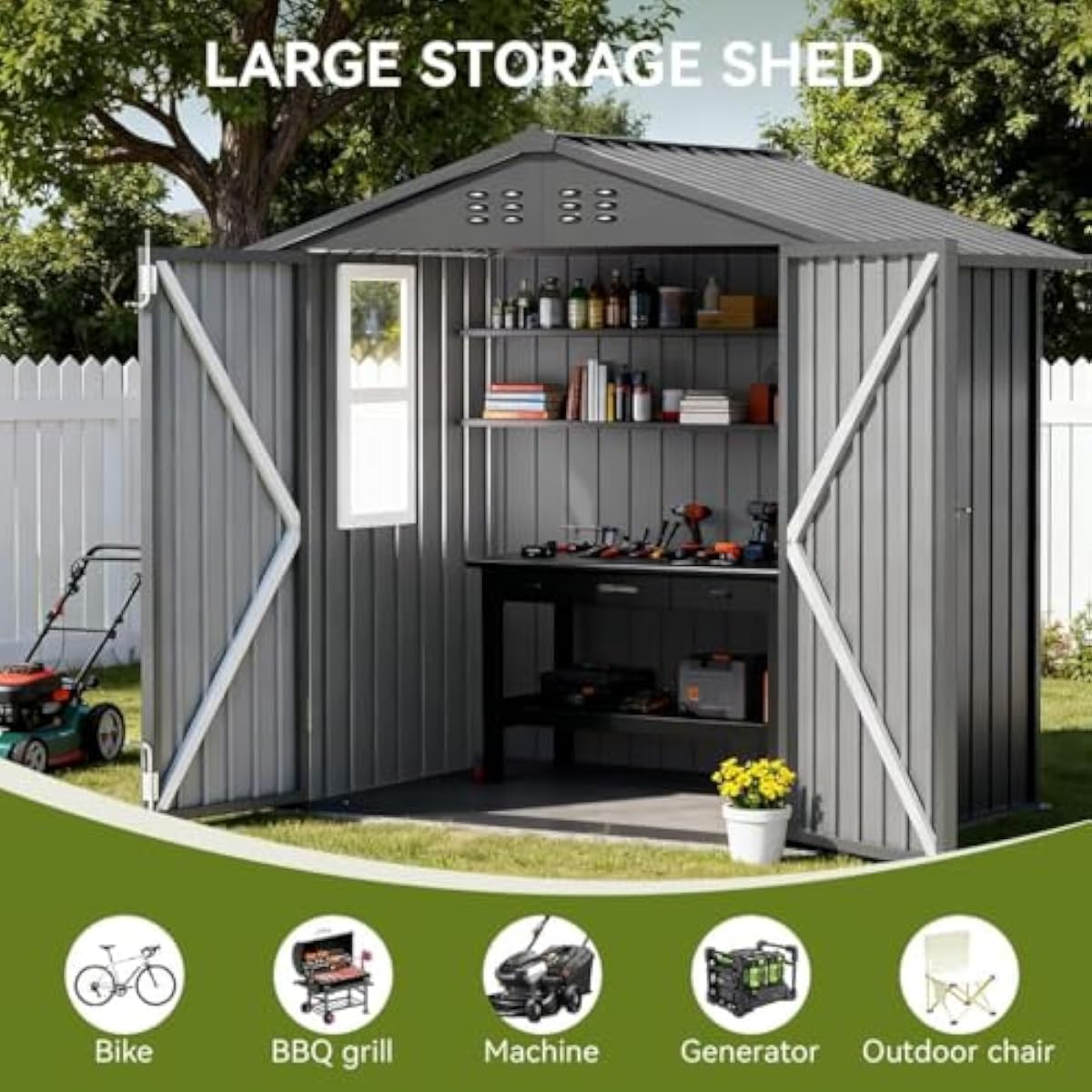 Weatherproof Galvanized Steel  - Gardening Tools Storage 评论和价格