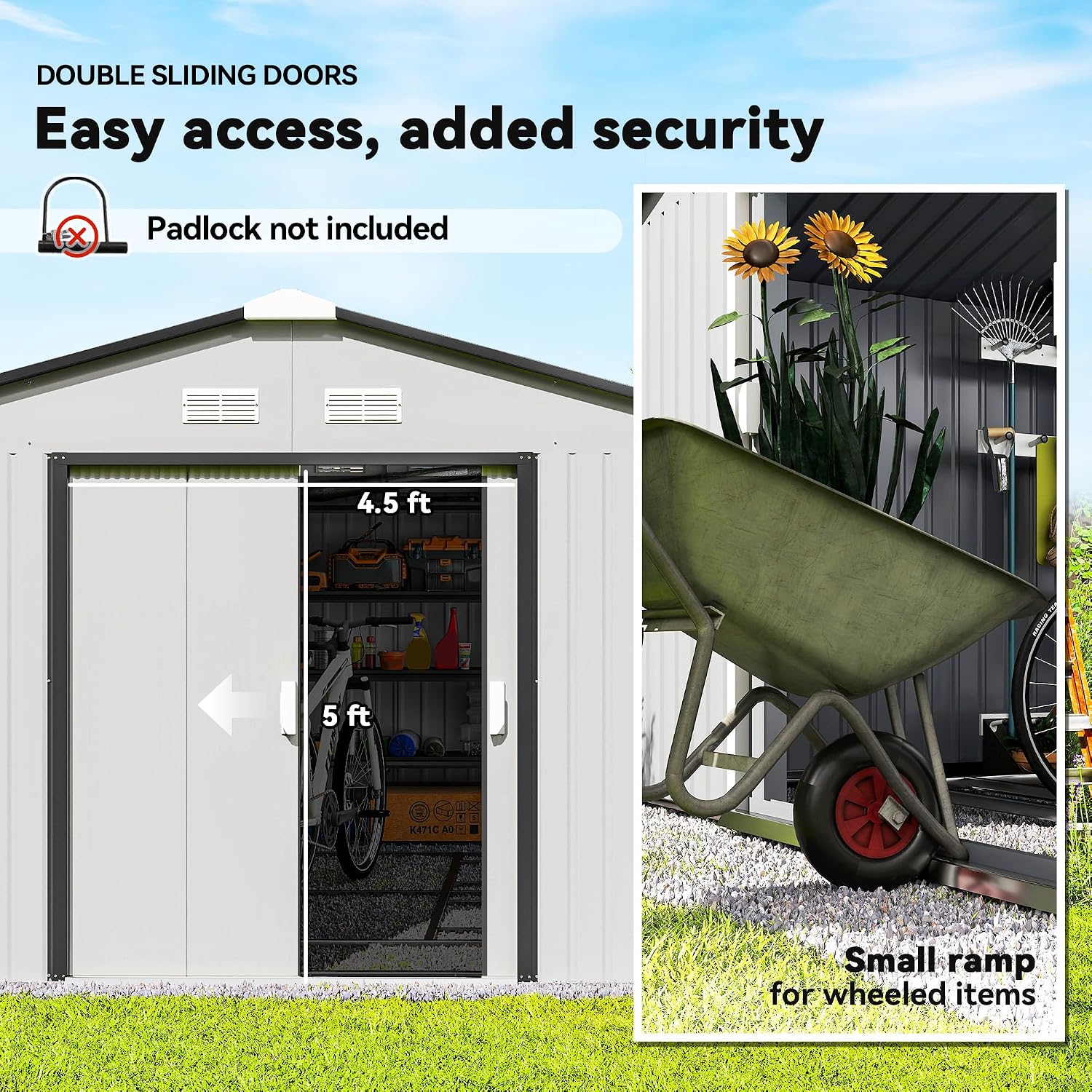 11x13ft Outdoor Storage Shed M - Gardening Tools Storage 评论和价格