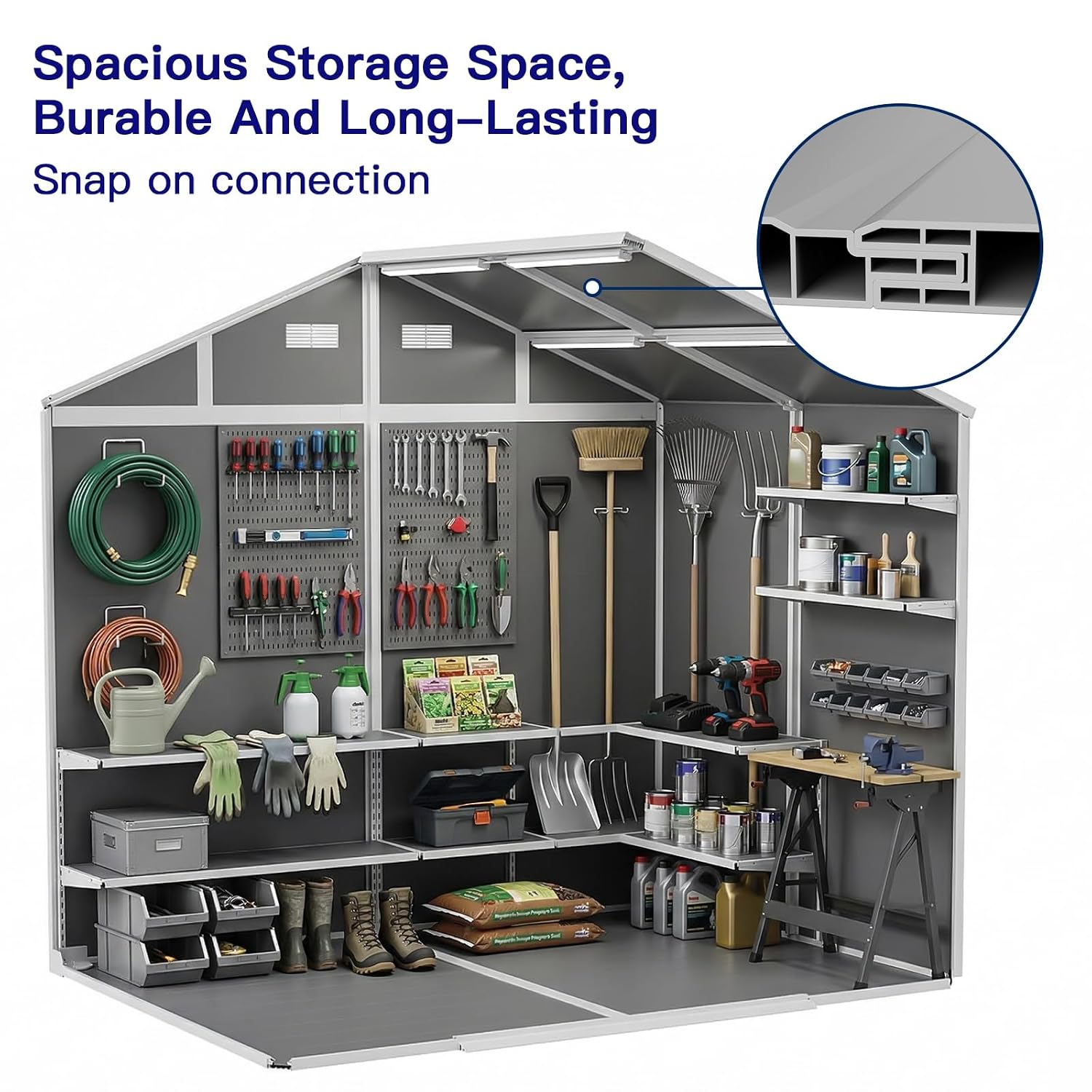 8×6 FT Outdoor Storage Shed wi - Gardening Tools Storage 评论和价格