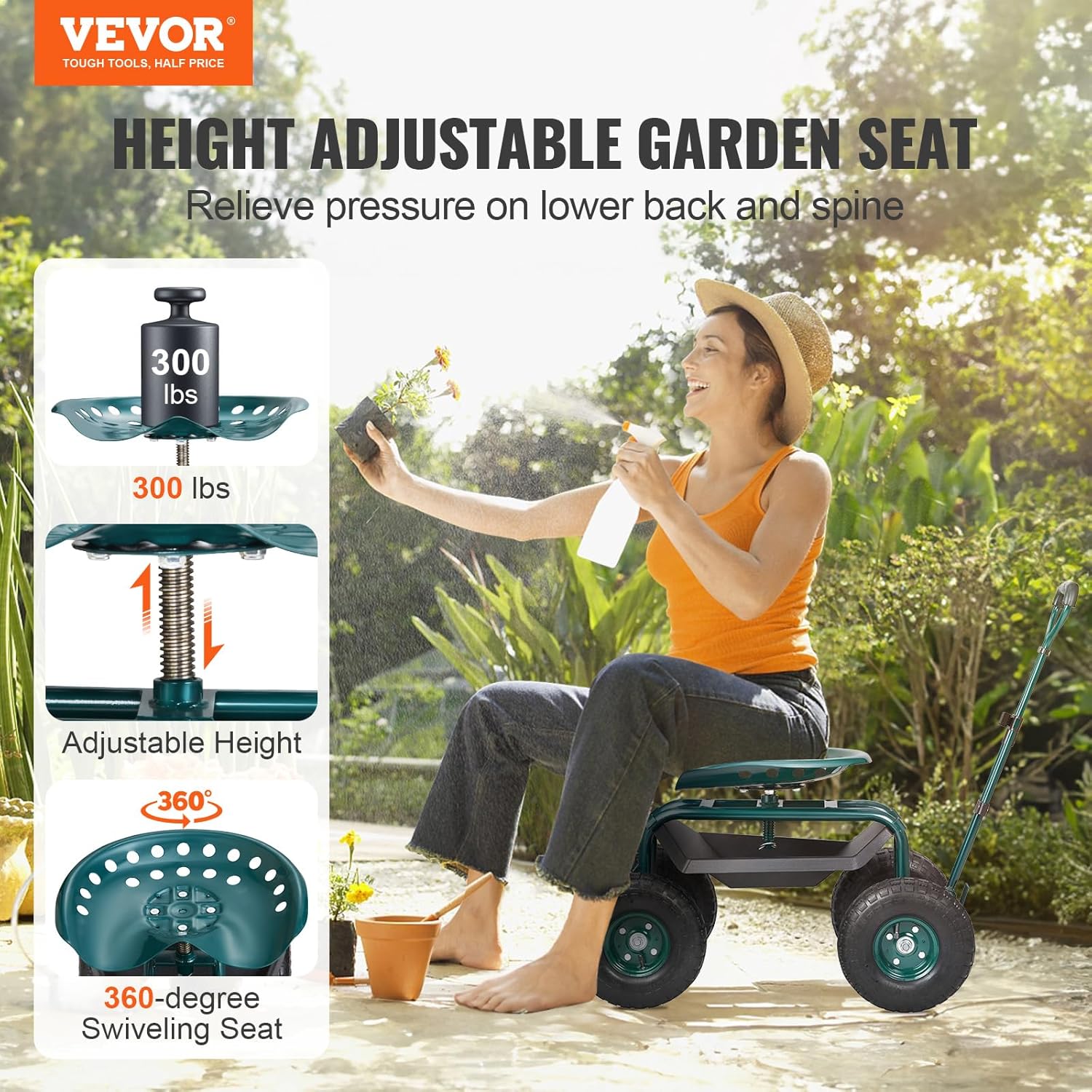 Garden Cart Rolling Workseat w - Gardening Yard Tools 评论和价格