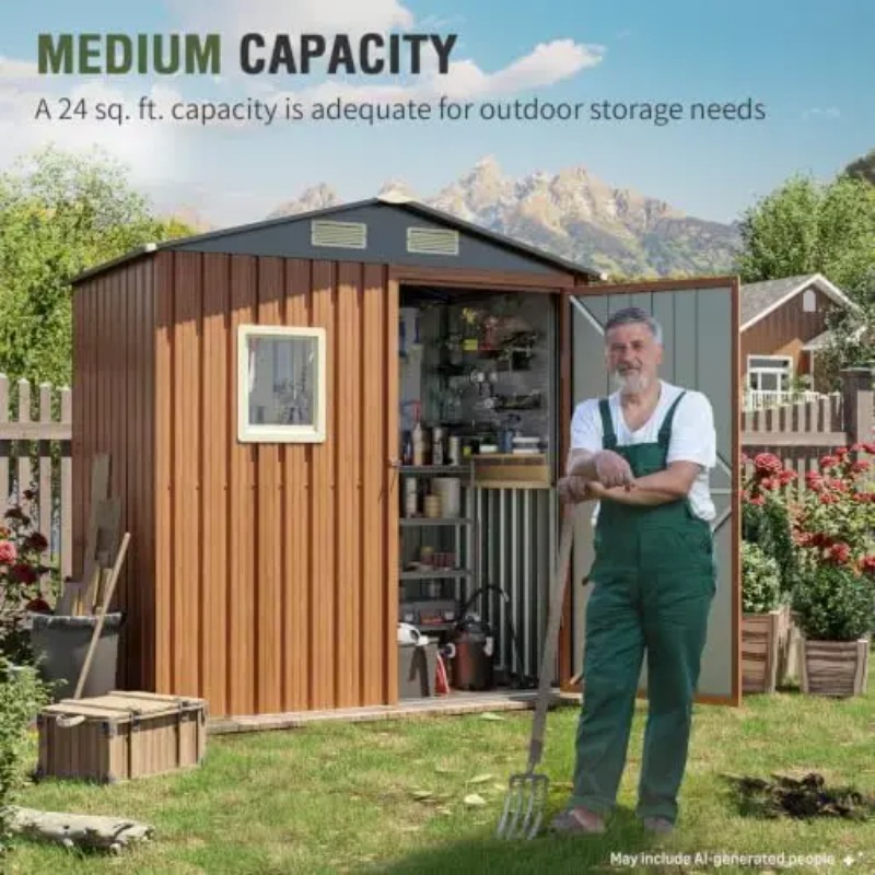 Outdoor Storage Shed 6x4 Ft, L - Gardening Tools Storage 评论和价格