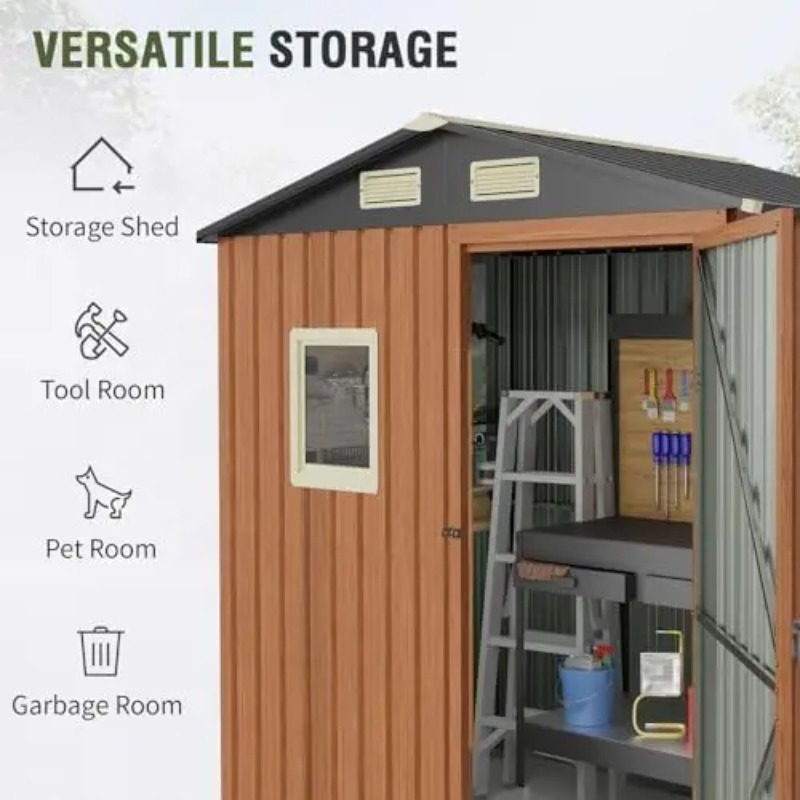 Outdoor Storage Shed 6x4 Ft, L - Gardening Tools Storage 评论和价格