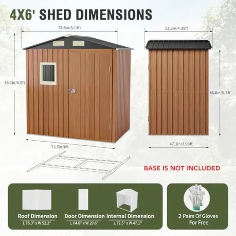 Outdoor Storage Shed 6x4 Ft, L - Gardening Tools Storage 评论和价格